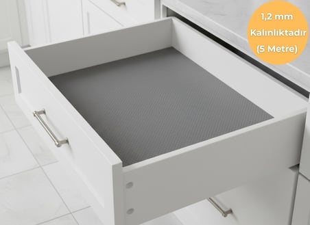 48cm X 5m -AÇIK GRİ KABARTMA NOKTA DESENLİ SUNİ DERİ Çekmece içi Kaydırmaz Halı, Raf Örtüsü