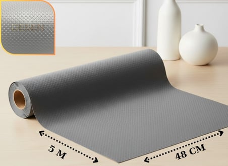 48cm X 5m -AÇIK GRİ KABARTMA NOKTA DESENLİ SUNİ DERİ Çekmece içi Kaydırmaz Halı, Raf Örtüsü