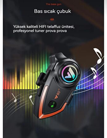 Motosiklek Kask Kulaklık Bluetooth 5.0 Işıklı Motorsiklet Interkom