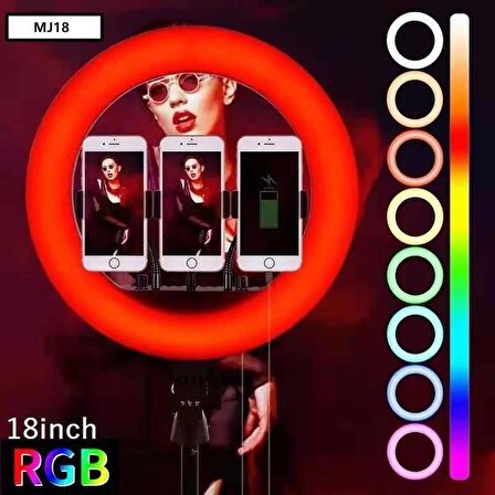 18" İnç Kumandalı RGB Halka Led Işık Profesyonel Youtuber/Tiktoker Canlı Yayın Işığı