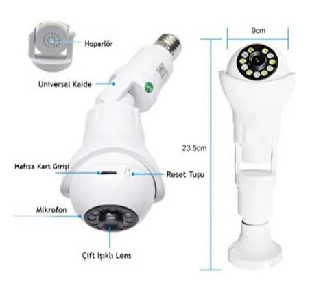 Blic Bulb 2.4g Wi-fi 1 Mp Ultra Hd 355 Derece Panoramik Ip Kamera Blm-62