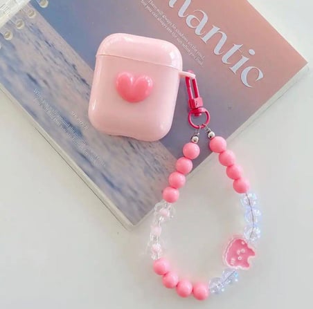Pembe Kalpli Sevimli 2.Nesil Uyumlu Airpods Koruyucu Kılıf