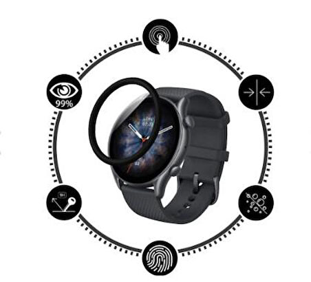 Amazfit GTR 3 Pro Akıllı Saat Uyumlu 5d Tam Kaplama Nano Ekran Koruyucu