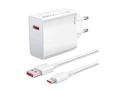 67W Hızlı Şarj  Başlık ve USB Typec 1 M Kablo Şarj Seti