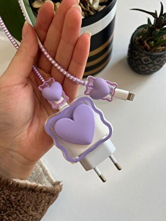 Şarj Başlığı Ve Kablo Koruyucu 4'Lü Set Iphone Uyumlu