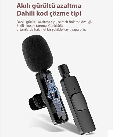 Type-c Mini Kablosuz Yaka Mikrofonu Youtube Facebook Tiktok Vlog Çekim Mikrofonu