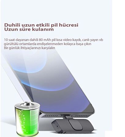 Type-c Mini Kablosuz Yaka Mikrofonu Youtube Facebook Tiktok Vlog Çekim Mikrofonu