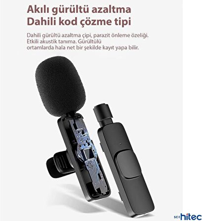 Type C Uyumlu Kablosuz Yaka Mikrofonu 2'Li Mini Youtube Tiktok Canlı Yayın Kayıt Mikrofonu