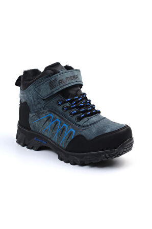 Unisex Çocuk Lacivert Siyah İçi Kürklü Kışlık Termo Taban Suya Soğuğa Dayanıklı Günlük Rahat Outdoor Bot