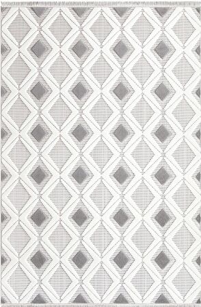 İpek Mekik Halı Almond Antrasit Bej İskandinav Kilim