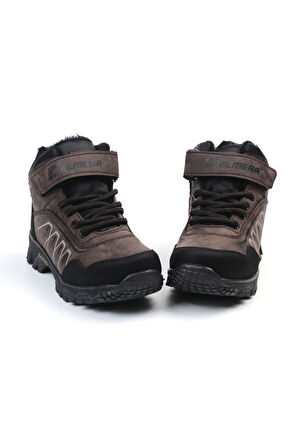 Unisex Çocuk Kahve Siyah İçi Kürklü Kışlık Termo Taban Suya Soğuğa Dayanıklı Günlük Rahat Outdoor Bot