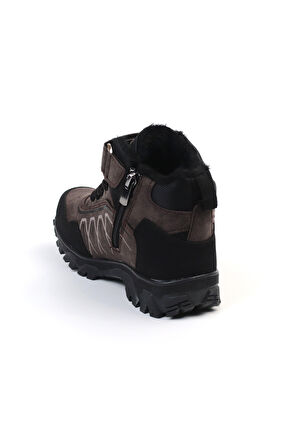Unisex Çocuk Kahve Siyah İçi Kürklü Kışlık Termo Taban Suya Soğuğa Dayanıklı Günlük Rahat Outdoor Bot