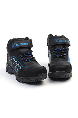 Unisex Çocuk Siyah Sax İçi Kürklü Kışlık Termo Taban Suya Soğuğa Dayanıklı Günlük Rahat Outdoor Bot