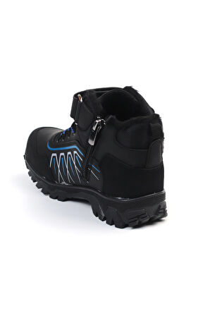 Unisex Çocuk Siyah Sax İçi Kürklü Kışlık Termo Taban Suya Soğuğa Dayanıklı Günlük Rahat Outdoor Bot