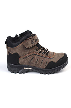 Unisex Çocuk Vizon Siyah İçi Kürklü Kışlık Termo Taban Suya Soğuğa Dayanıklı Günlük Rahat Outdoor Bot
