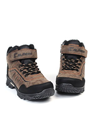 Unisex Çocuk Vizon Siyah İçi Kürklü Kışlık Termo Taban Suya Soğuğa Dayanıklı Günlük Rahat Outdoor Bot