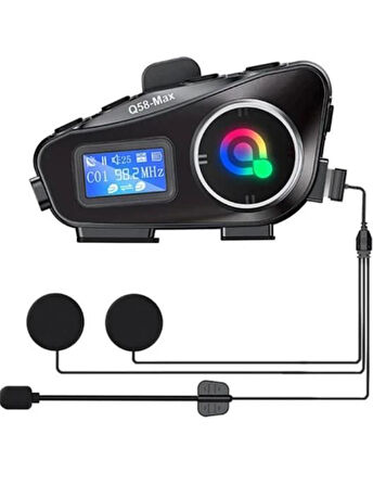 Q58 Max Wireless Intercom Akıllı Motosiklet Kask Kulaklığı (500 Metreye Kadar Etkili)