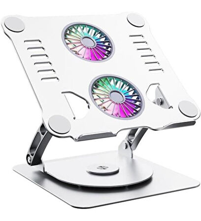 Çift Fanlı Ayarlanabilir Metal Laptop Standı (360 Derece Dönebilen)