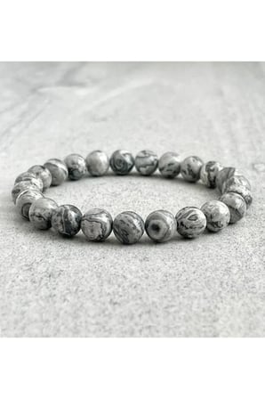 Jasper Kadın Erkek Doğal Taş Bileklik - 8 mm, Elastik
