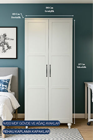 Alin 2 Kapaklı Dolap | MDF Gövde | Ağaç Ayaklar | Modern ve Kullanışlı Tasarım