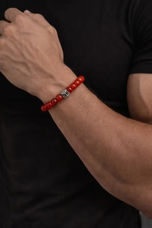 Akik Doğal Taş Bileklik | Gerçek Doğal Taş Unisex Kadın Erkek El Yapımı Minimal Günlük Bileklik
