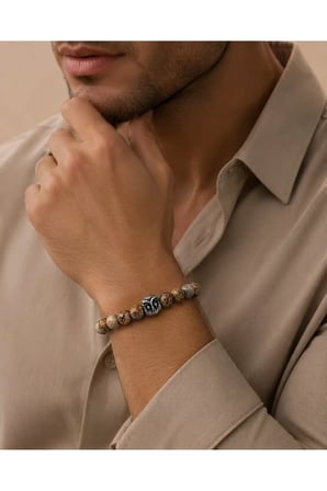 Jasper Doğal Taş Bileklik | Gerçek Doğal Taş Erkek El Yapımı Minimal Günlük Bileklik
