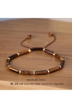 Kaplan Gözü Doğal Taş Makrome Bileklik | Ayarlanabilir Gerçek Doğal Taş Unisex Kadın Erkek El Yapımı Bileklik