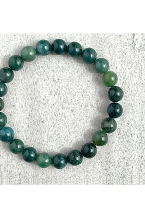 Yosunlu Akik Doğal Taş Bileklik | 8 mm Parlak Yeşil Taş | Hediye Kutulu