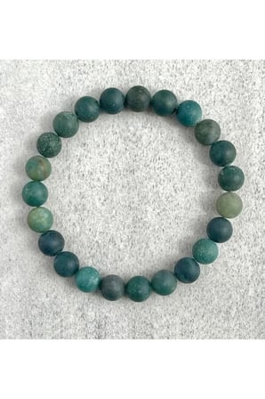 Yosunlu Mat Akik Kadın Erkek Doğal Taş Bileklik - 8 mm, Elastik