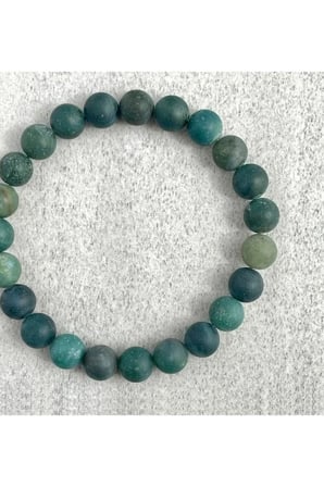 Yosunlu Mat Akik Kadın Erkek Doğal Taş Bileklik - 8 mm, Elastik