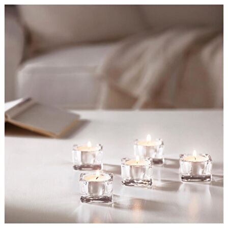 IKEA Glasig Tealight Mumluk  - Cam - 5x5 cm - 5 Adet