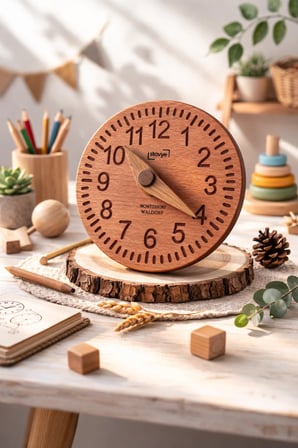 Masif Ahşap Montessori & Waldorf Modeli Saat Oyuncağı | Saat Öğrenme, Eğitici Oyun & Zeka Gelişimi