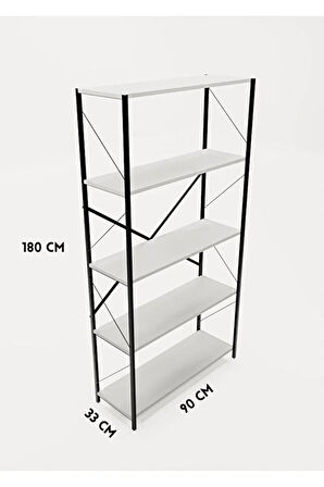 Metal Kitaplık 5 Raflı Ev Ofis Rafı Dosya Kitap Mutfak Rafı Çok Amaçlı Geniş Raflı 180lik