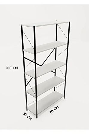Metal Kitaplık 5 Raflı Ev Ofis Rafı Dosya Kitap Mutfak Rafı Çok Amaçlı Geniş Raflı 180lik