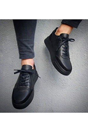 Siyah Hakiki Deri Günlük Erkek Ayakkabı