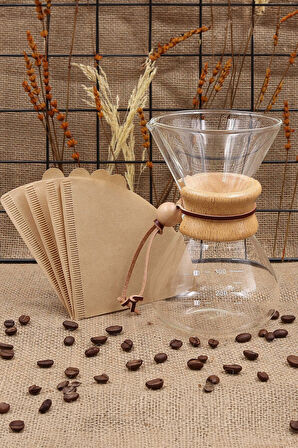 Cam Kahve Demleme Karafı & Gold Detaylı Kupa Hediye Seti