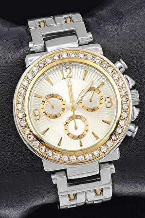 Çelik Bileklik & Metal Kordon Kadın Kol Saati & Baget Kolye & Bileklik & Taş Küpe Hediye Seti