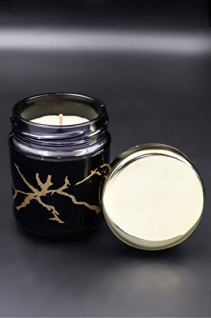 Mermer Desenli Mum & 2'li Beyaz Geometrik Fincan Takımı & Godiva Napoliten Çikolata Hediye Seti