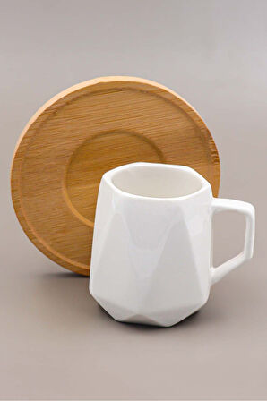 Mermer Desenli Mum & 2'li Beyaz Geometrik Fincan Takımı & Godiva Napoliten Çikolata Hediye Seti