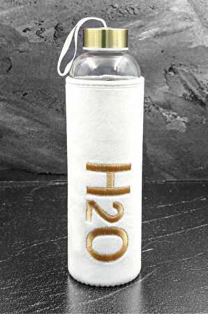 Peluş Kılıflı Beyaz Cam Matara & Godiva Napoliten Çikolata & Kurutulmuş Çiçek Buketi Hediye Seti