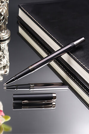 Bambu Kapaklı Cam Matara & Siyah Metalik Kalem Hediye Seti