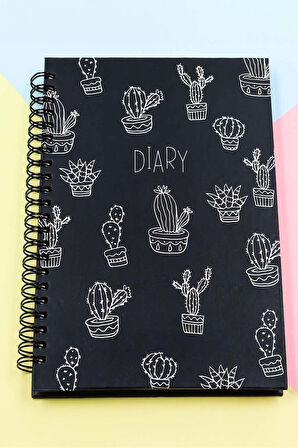 Kaktüs Defter & Bambu Kapaklı Cam Matara Hediye Seti