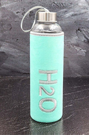 Beyaz Mermer Desenli Defter & Peluş Kılıflı 600ml Turkuaz Renk Cam Matara Hediye Seti