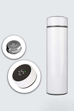 Beyaz Dereceli Termos & Gri Defter & Siyah Metalik Roller Kalem & Seyahat Temalı Kupa Hediye Seti