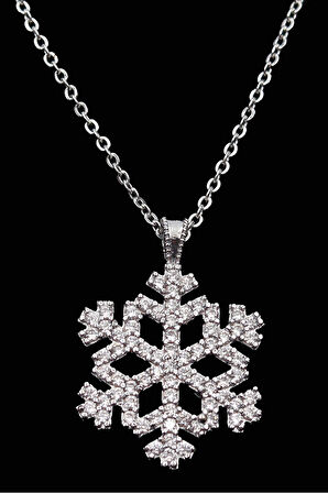 Gümüş Kar Tanesi Kolye & Siyah Cüzdan & Gümüş Kadın Kemeri & Pembe Renk Pamuk Caz Şal Hediye Seti