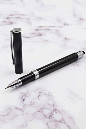 Siyah Defter & Siyah Touch Pen & Eyüp Sabri Tuncer Sprey Kolonya & Kahverengi Fular Hediye Seti