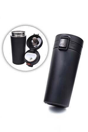 Kilitli Siyah Çelik Termos & Patiswiss Dilimi & Alerya Premium Filtre Kahve & Siyah Kupa Hediye Seti