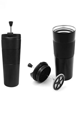 French Press Çelik Termos & Patiswiss Çikolata Kaplı Portakal & Alerya Filtre Kahve Hediye Seti