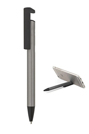 Telefon Cepli Gri Defter & Kulplu Siyah Çelik Termos & Telefon Tutuculu Tükenmez Kalem Hediye Seti