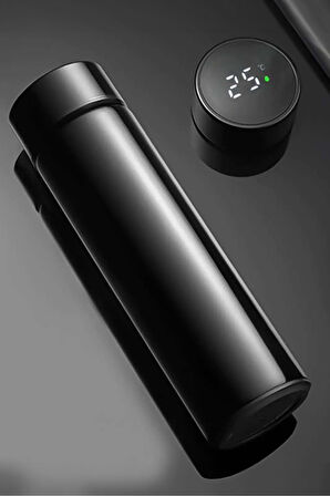 500 ML Siyah Dereceli Termos & Siyah Kupa Seti